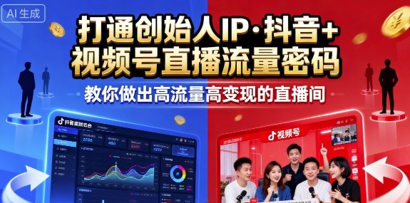 25年直播9-10两期线下课，打通创始人IP，抖音+视频号直播流量密码，教你做出高流量高变现的直播间-创客聚集地