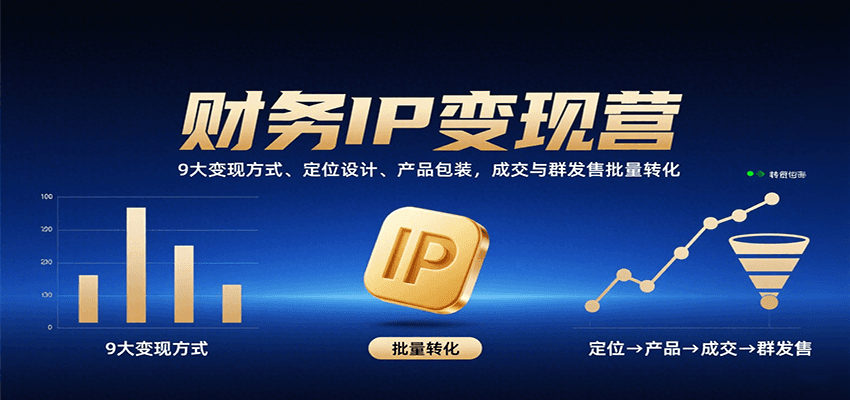 财务IP变现营：9大变现方式、定位设计、产品包装，成交与群发售批量转化-创客聚集地