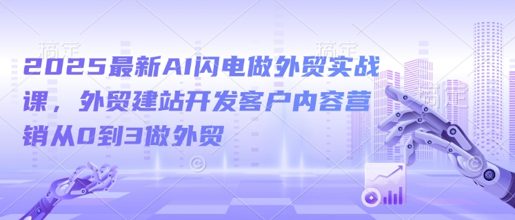 2025最新AI闪电做外贸实战课，外贸建站开发客户内容营销从0到3做外贸-创客聚集地