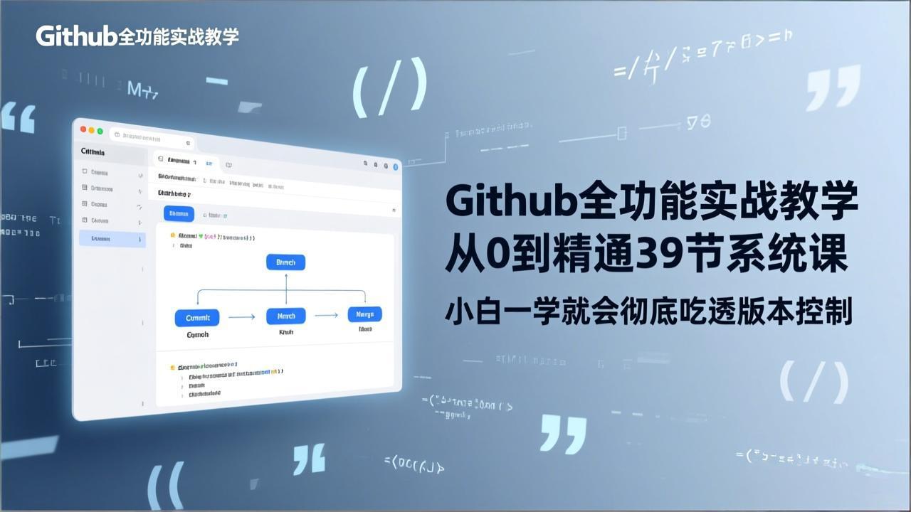 GitHub-全功能实战教学，从0到精通39节系统课，小白一学就会彻底吃透版本控制-创客聚集地