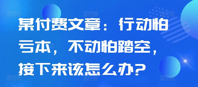 某付费文章：行动怕亏本，不动怕踏空，接下来该怎么办?-创客聚集地