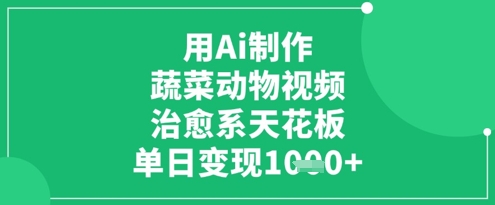 用Ai制作蔬菜动物视频，治愈系天花板，单日变现1k-创客聚集地