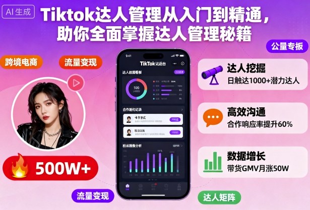Tiktok达人管理从入门到精通，助你全面掌握达人管理秘籍-创客聚集地