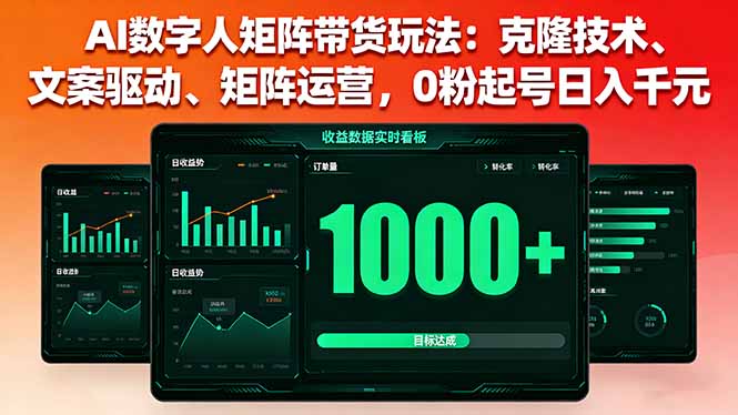AI数字人矩阵带货玩法：克隆技术、文案驱动、矩阵运营，0粉起号日入千元-创客聚集地
