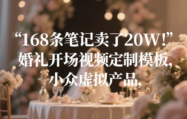 168条笔记卖了20W！婚礼开场视频定制模板，小众虚拟产品-创客聚集地