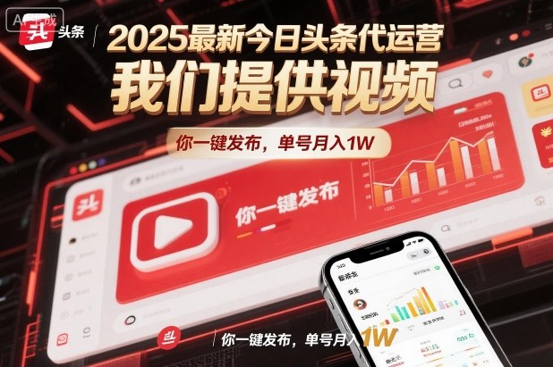2025最新今日头条代运营，我们提供视频，你一键发布，单号月入1W【揭秘】-创客聚集地