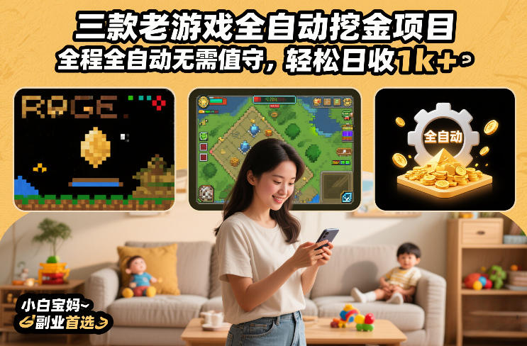 三款老游戏全自动挖金项目，全程全自动无需值守，轻松日收1k+，小白宝妈副业首选【揭秘】-创客聚集地