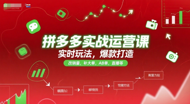 拼多多实战运营课，实时玩法，爆款打造，改销量，补大单，AB单，直播等(更新2025月)-创客聚集地