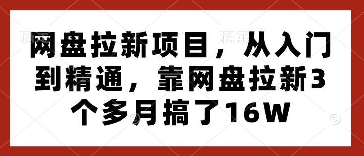 网盘拉新项目，从入门到精通，靠网盘拉新3个多月搞了16W-创客聚集地