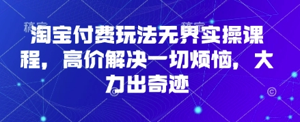 淘宝付费玩法无界实操课程，高价解决一切烦恼，大力出奇迹-创客聚集地