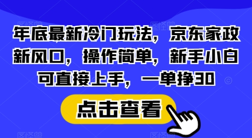 年底最新冷门玩法，京东家政新风口，操作简单，新手小白可直接上手，一单挣30【揭秘】-创客聚集地