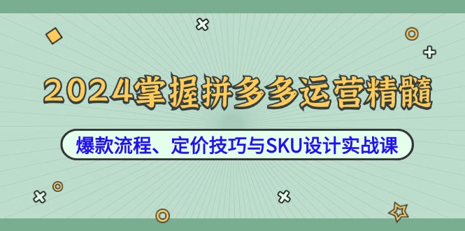 2024掌握拼多多运营精髓：爆款流程、定价技巧与SKU设计实战课-创客聚集地