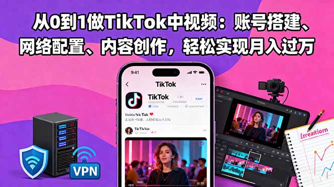 从0到1做TikTok中视频：账号搭建、网络配置、内容创作，轻松实现月入过万-创客聚集地