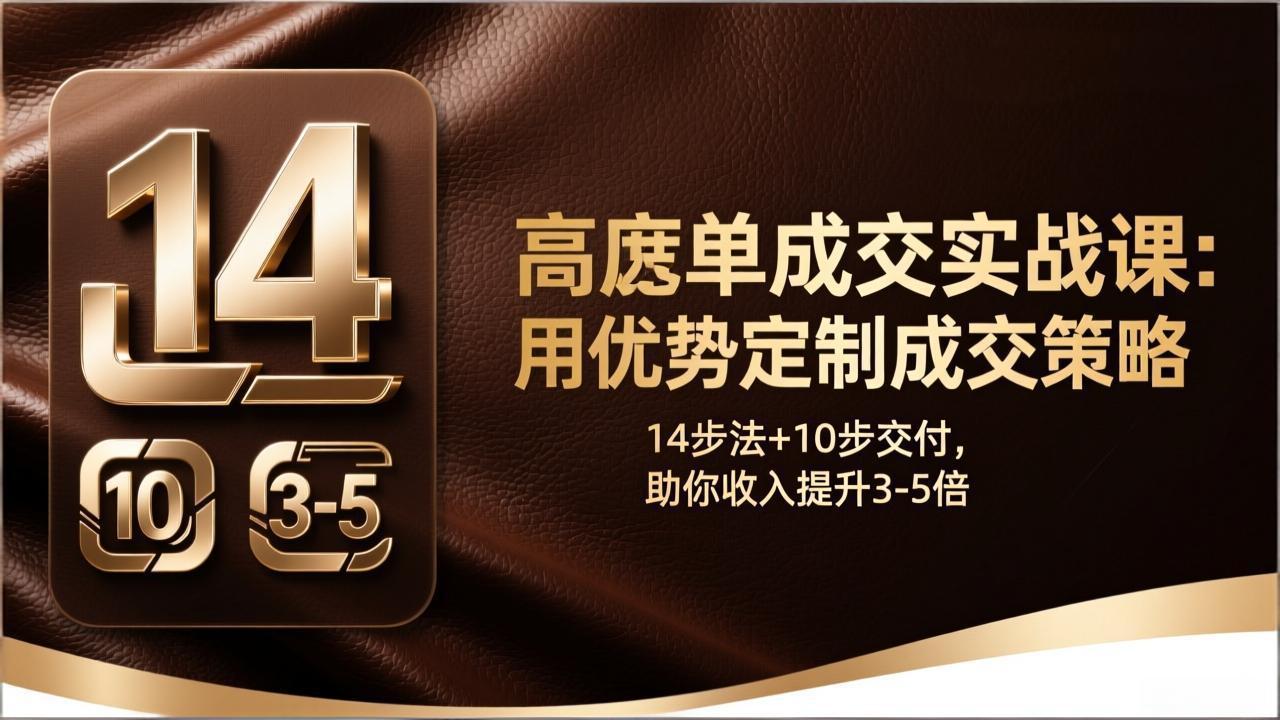 高客单成交实战课：用优势定制成交策略，14步法+10步交付，助你收入提升3-5倍-创客聚集地
