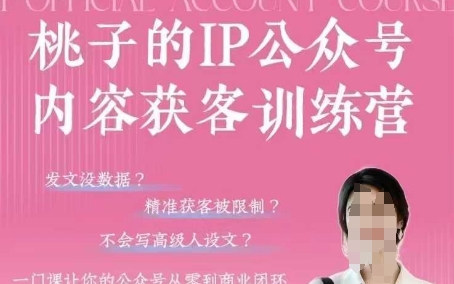 桃子IP公众号内容获客训练营(第3期)，一门让你公众号从0到商业闭环的课程-创客聚集地
