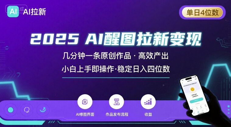2025最强AI醒图拉新，几分钟一条原创作品，单日收入4位数，小白也能上手操作-创客聚集地