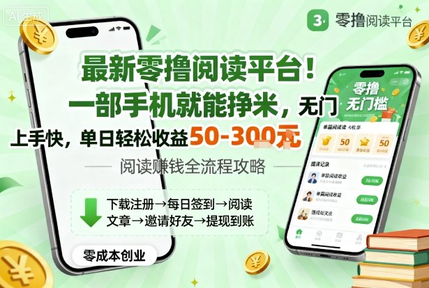 最新零撸阅读平台！一部手机就能挣米，无门槛上手快，单日轻松收益50-3张【揭秘】-创客聚集地