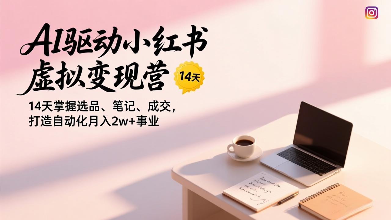 AI驱动小红书虚拟变现营,14天掌握选品、笔记、成交,打造自动化月入2w+事业-创客聚集地