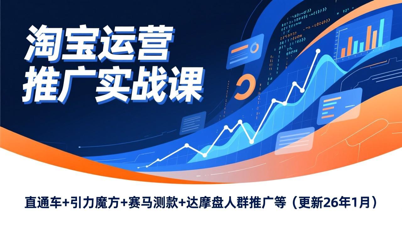 淘宝运营推广实战课,直通车+引力魔方+赛马测款+达摩盘人群推广等(更新26年1月-创客聚集地