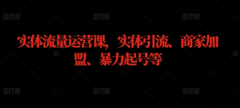 实体流量运营课，实体引流、商家加盟、暴力起号等-创客聚集地