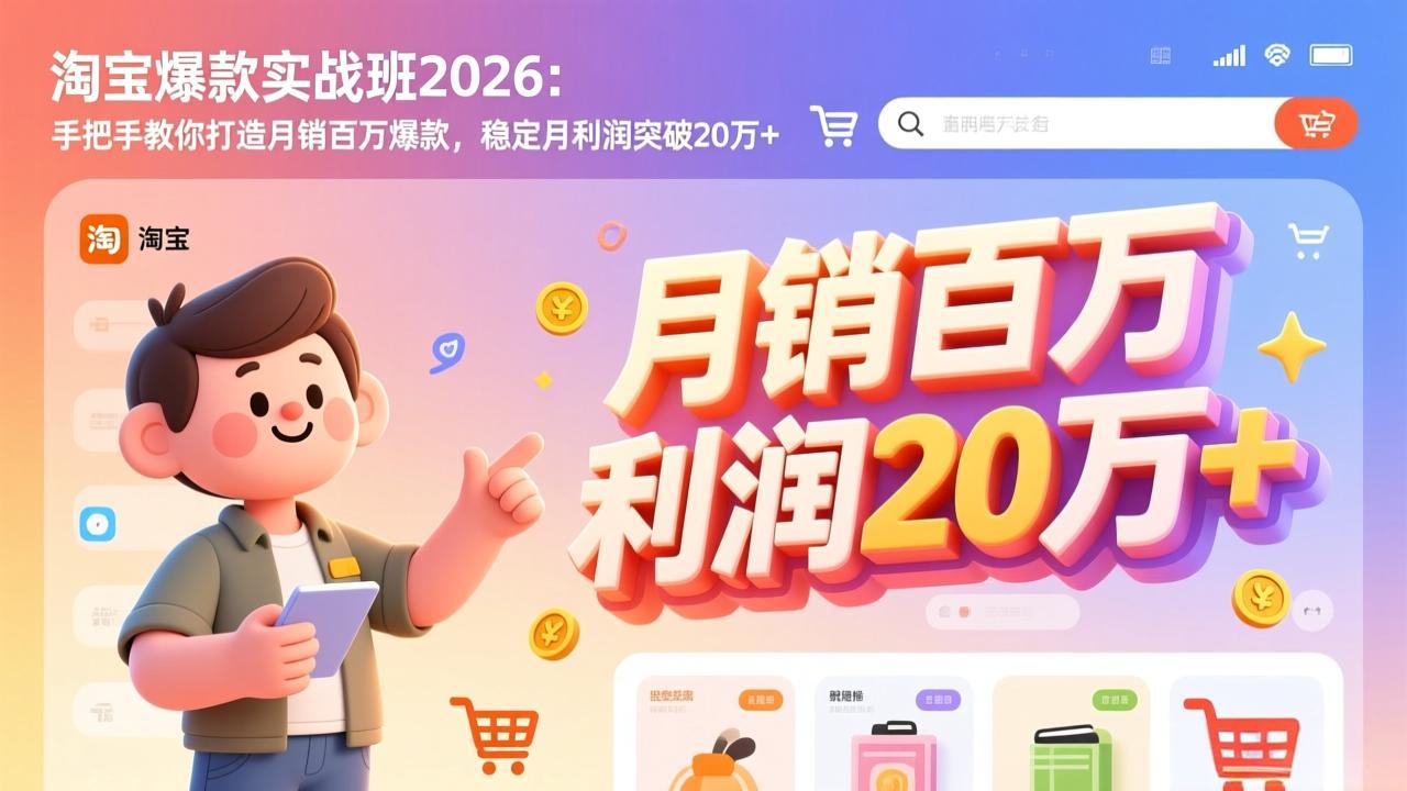 淘宝爆款实战班2026：手把手教你打造月销百万爆款，稳定月利润突破20万+-创客聚集地