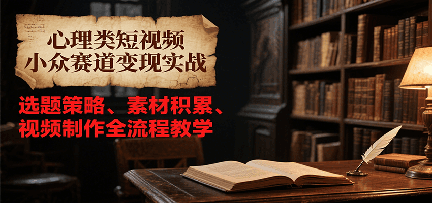 心理类短视频小众赛道变现实战，选题策略、素材积累、视频制作全流程教学-创客聚集地