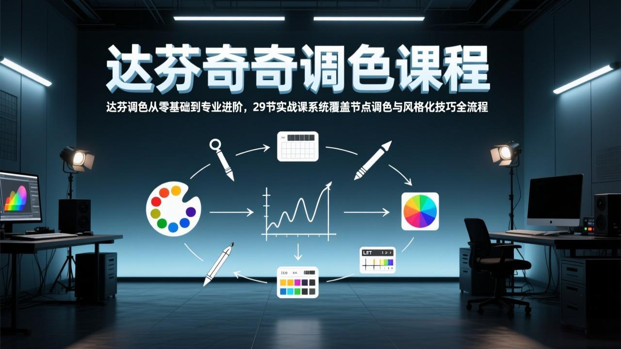 达芬奇调色从零基础到专业进阶，29节实战课系统覆盖节点调色与风格化技巧全流程-创客聚集地
