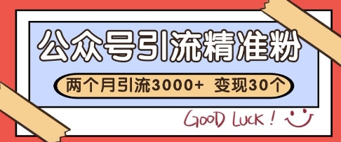 公众号精准粉引流玩法，2个月3000+精准粉，变现30个W【揭秘】-创客聚集地
