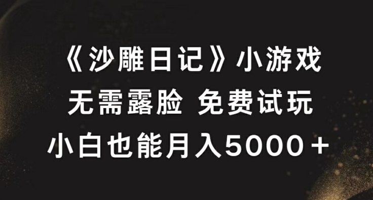 《沙雕日记》小游戏，无需露脸免费试玩，小白也能月入5000+【揭秘】-创客聚集地