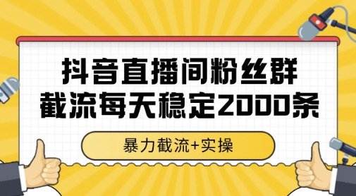 抖音直播间粉丝群暴力截流，一台电脑每天稳定2000条数据，暴力截流+实操 【揭秘】-创客聚集地
