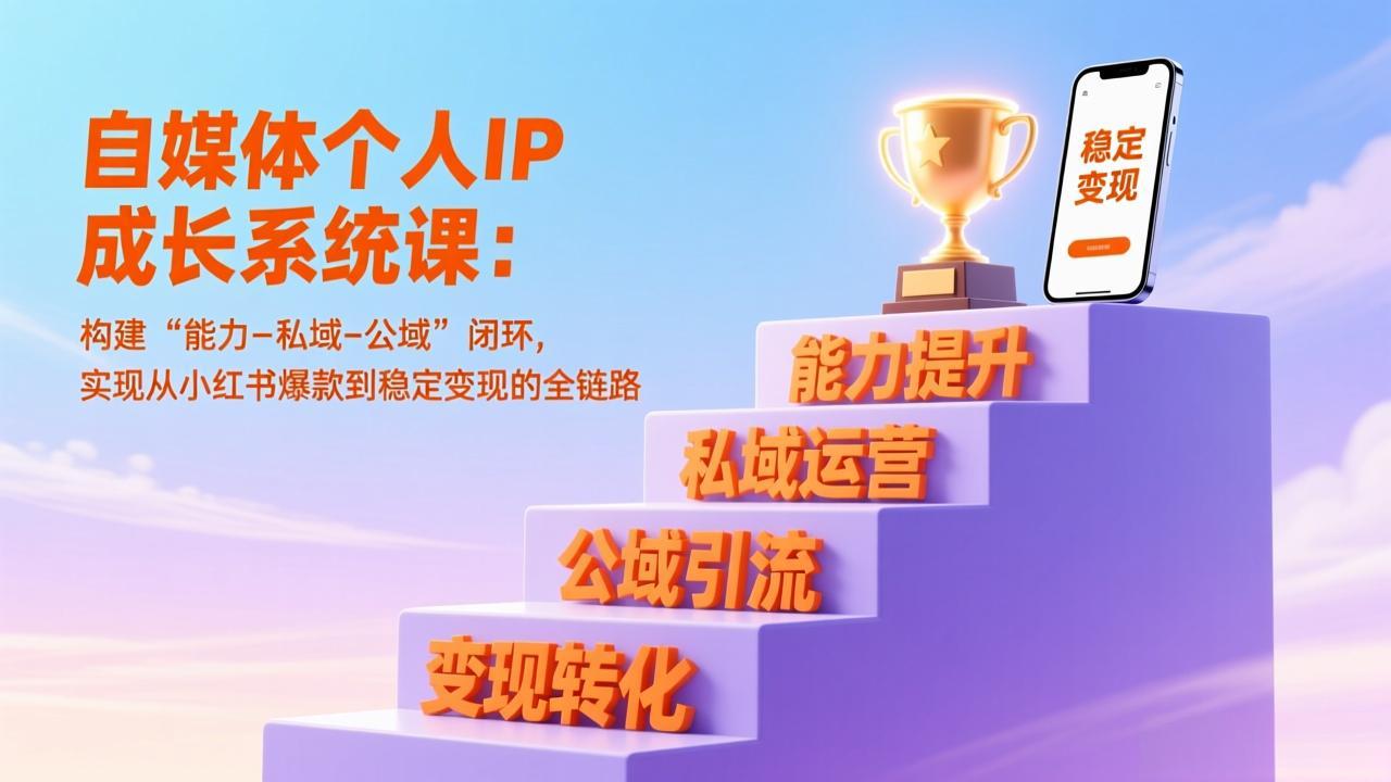 自媒体个人IP成长系统课:构建“能力-私域-公域”闭环,实现从小红书爆款到稳定变现的全链路-创客聚集地