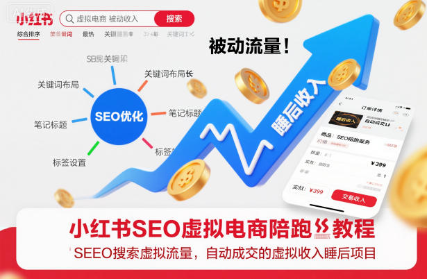 小红书SEO虚拟电商陪跑教程，实现seo搜索被动流量，自动成交的被动收入睡后项目-创客聚集地