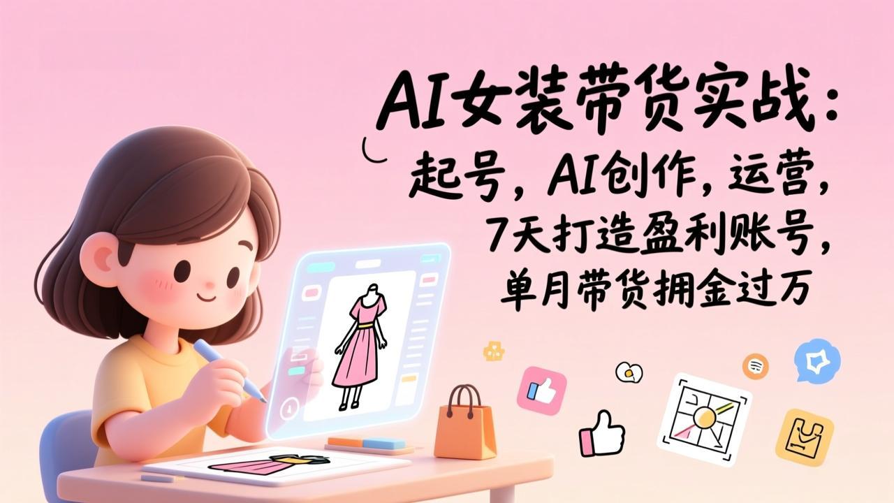 AI女装带货实战：起号，AI创作，运营，7天打造盈利账号，单月带货佣金过万-创客聚集地