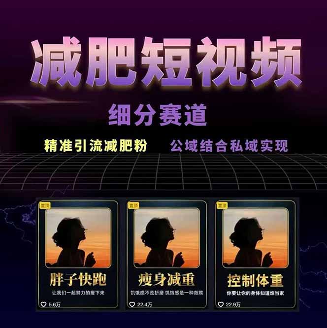图片[1]-减肥短视频赛道运营课：素材准备-视频制作-引流变现全流程 (附素材-创客聚集地