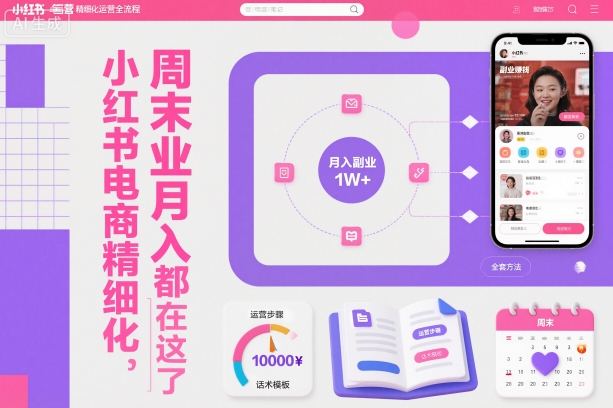 小红书电商精细化运营全流程，周末副业月入1W+，全套方法都在这了-创客聚集地