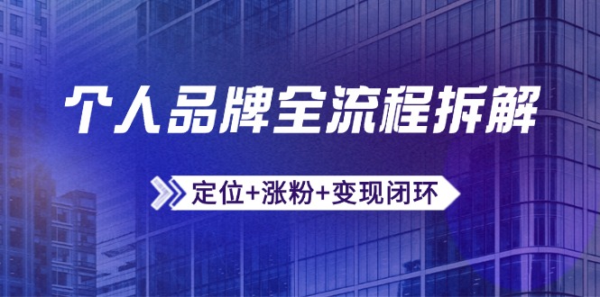 个人品牌全流程拆解：定位+涨粉+变现闭环，微信生态运营与资源整合-创客聚集地