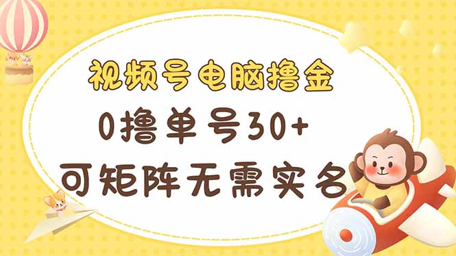 视频号电脑撸金 0撸单号30+ 可矩阵 无需实名多号多得-创客聚集地