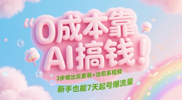 0成本靠AI搞钱！3步做出反差萌+治愈系视频，新手也能7天起号爆流量-创客聚集地