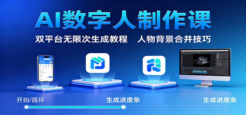 AI数字人制作课：双平台无限次生成教程，人物背景合并技巧-创客聚集地