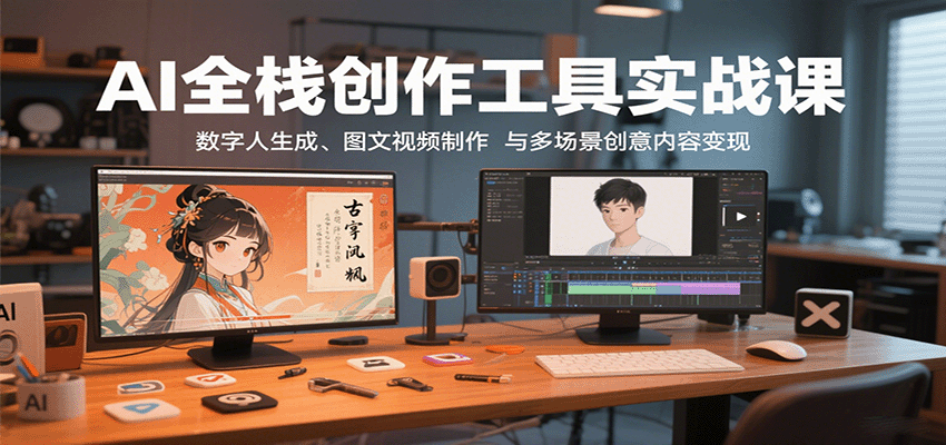 AI全栈创作工具实战课：数字人生成、图文视频制作与多场景创意内容变现-创客聚集地