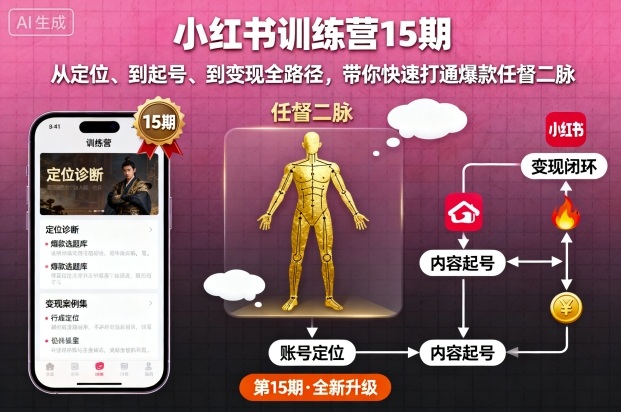 小红书训练营15期，从定位、到起号、到变现全路径，带你快速打通爆款任督二脉-创客聚集地
