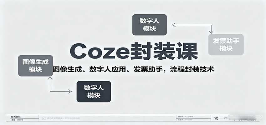 Coze封装课，图像生成、数字人应用、发票助手，流程封装技术-创客聚集地