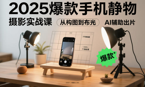 2025爆款手机静物摄影实战课，从构图到布光，不用贵设备，AI辅助出片-创客聚集地