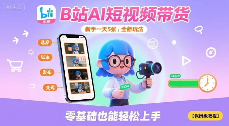 B站AI短视频带货，新手一天5张，全新玩法【保姆级教程】-创客聚集地