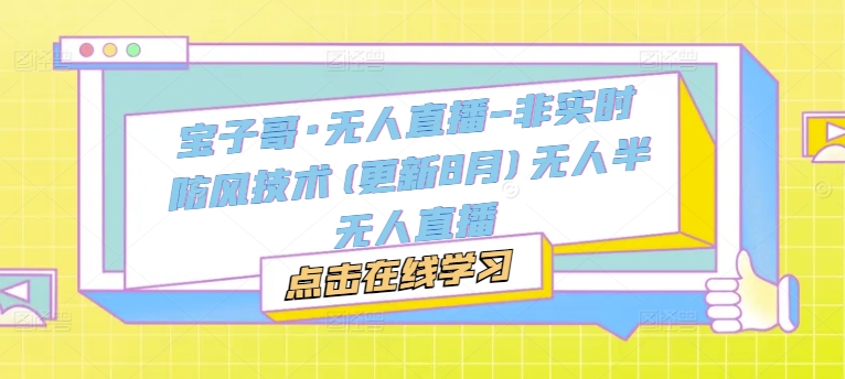 宝子哥·无人直播-非实时防风技术(更新11月)无人半无人直播-创客聚集地