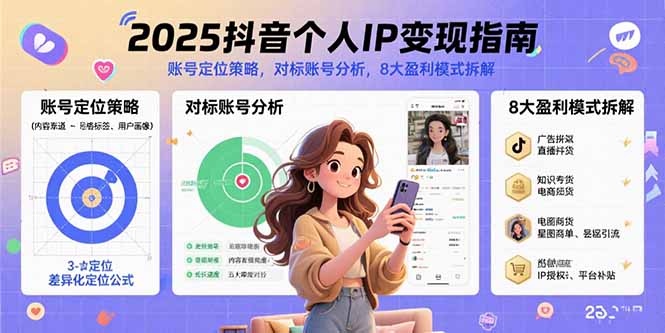 2025抖音个人IP变现指南，账号定位策略，对标账号分析，8大盈利模式拆解-创客聚集地