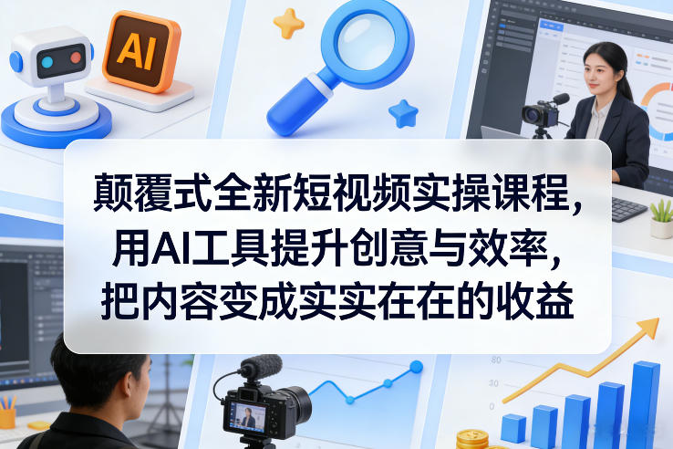 颠覆式全新短视频实操课程，用AI工具提升创意与效率，把内容变成实实在在的收益-创客聚集地