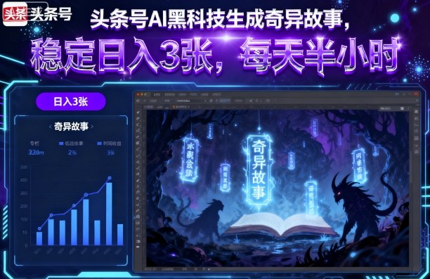 头条号AI黑科技生成奇异故事，稳定日入3张，每天半小时-创客聚集地