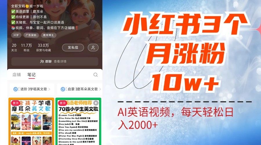 小红书三个月涨粉10W，AI英语视频0成本制作，每天轻松日入2000+-创客聚集地