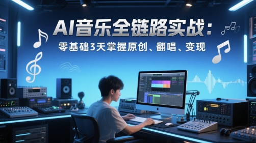 AI音乐全链路实战变现课：零基础3天掌握原创、翻唱、变现-创客聚集地
